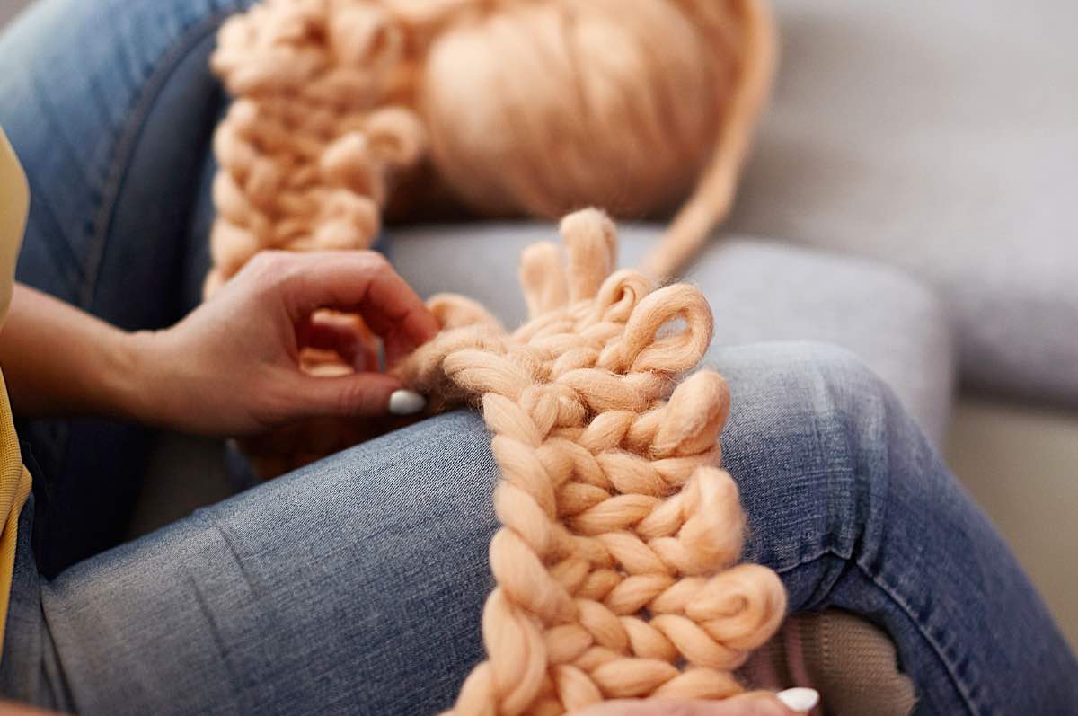 Handstricken mit dicker Wolle