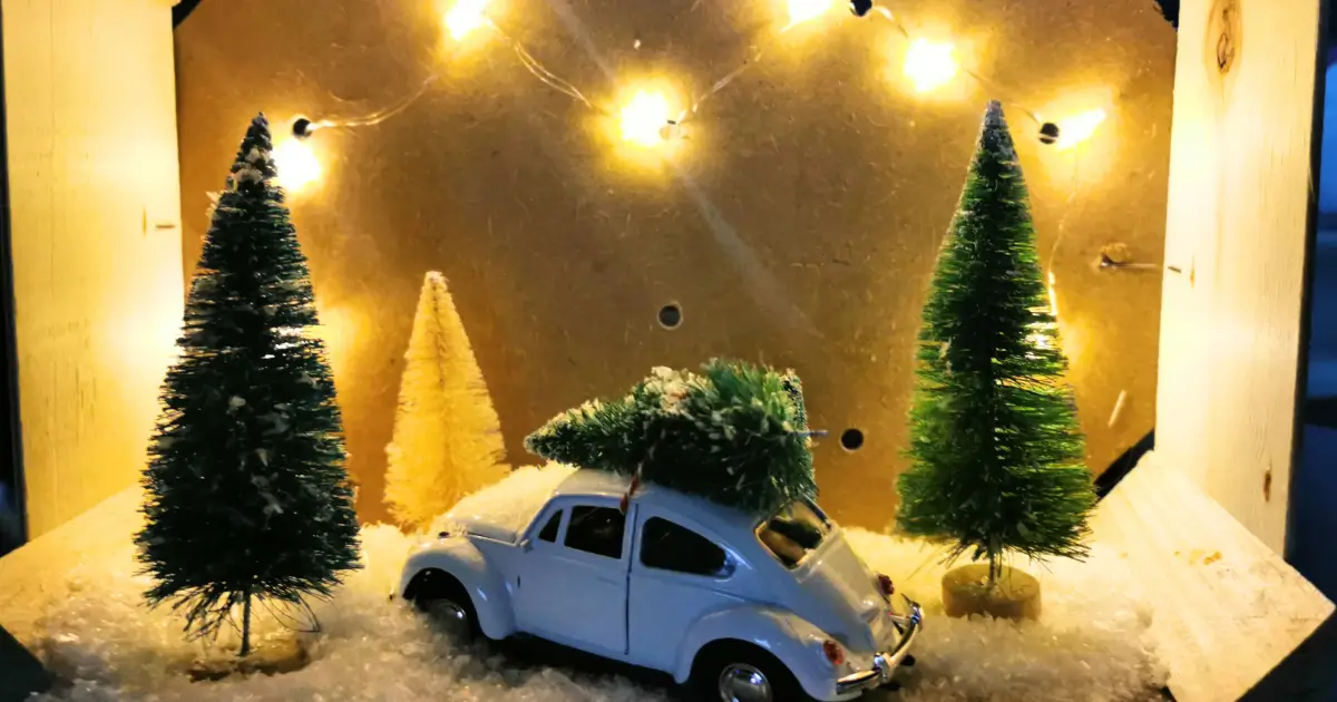 Weihnachtsdeko aus leerer Mandarinenkiste basteln