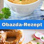 Obazda ist ein cremiger, würziger Käseaufstrich aus Bayern, der traditionell mit Camembert, Butter und Gewürzen zubereitet wird. Die bayerische Spezialität eignet sich als Brotaufstrich, Dip zu Laugengebäck und herzhaftes Fingerfood für ein Oktoberfest Buffet oder eine gemütliche Brotzeit.