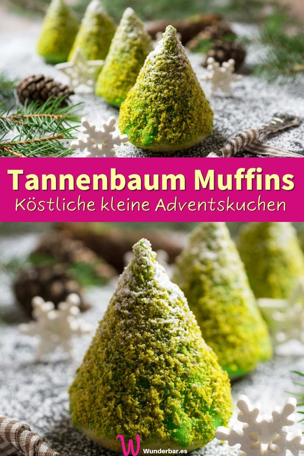 Tannenbaum Muffins Rezept für kleine Weihnachtsbaum Kuchen