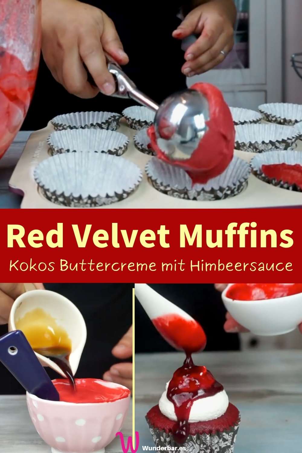 Red Velvet Halloween Muffins mit Gruseleffekt
