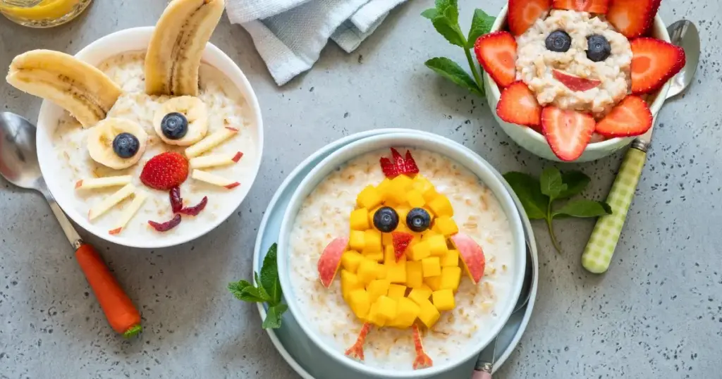 Österlich dekorierter Porridge zum Osterbrunch