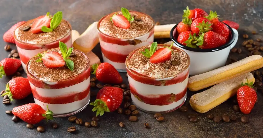 Einfaches Osterdessert im Glas: Erdbeeren mit Quarkcreme