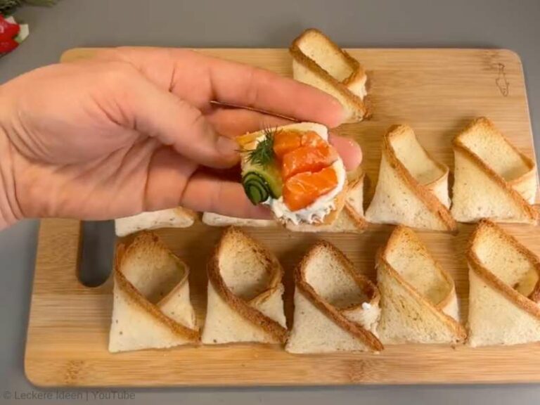 Fingerfood mit Lachs und Frischkäse | Gefüllte Toastbrot-Taschen