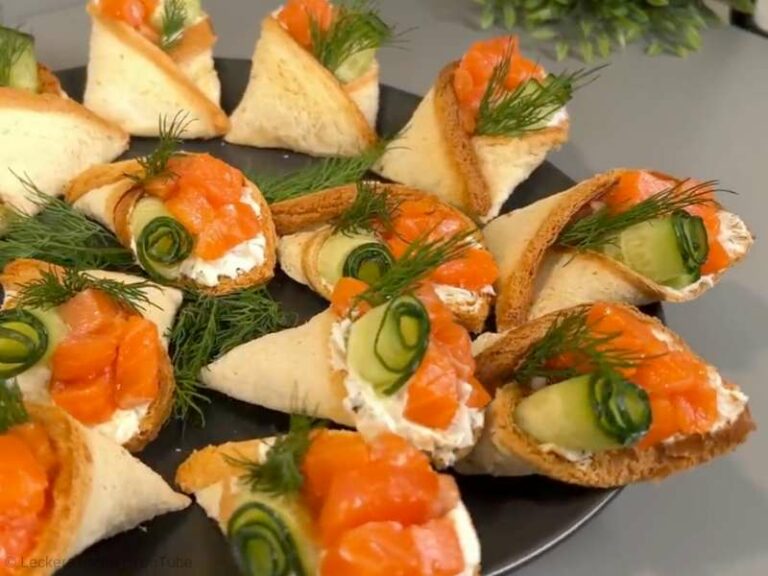 Fingerfood mit Lachs und Frischkäse | Gefüllte Toastbrot-Taschen