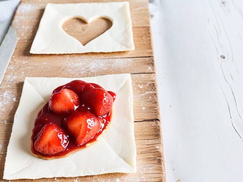 Einfache Blätterteig-Herzen als schnelles Dessert zum Valentinstag