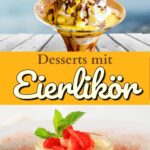 Festliches Eierlikör-Dessert im Glas mit frischen Erdbeeren und Minze garniert – cremiger Pudding mit Alkohol, ideal als einfaches Osterdessert oder Weihnachtsdessert für Erwachsene. Perfekt für besondere Anlässe oder wenn es schnell gehen soll: ein ausgefallenes, aber leichtes Dessert mit Eierlikör.
