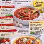 Schnelles Rezept für hausgemachte Tomatensoße mit nur sechs Zutaten.