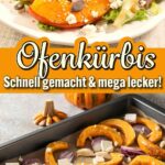 Einfaches Rezept für Kürbis aus dem Air Fryer oder dem Backofen. Feta und Zwiebeln sorgen für kräftigen Geschmack bei diesem gebackenen Kürbis.