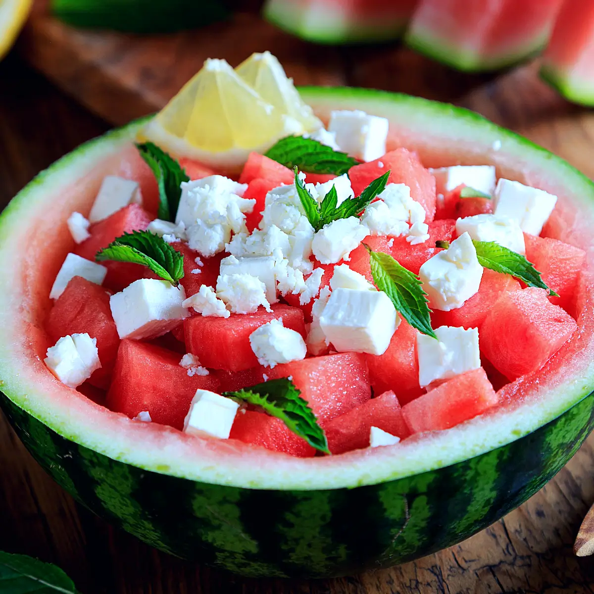 Sommersalat mit Wassermelone und Feta