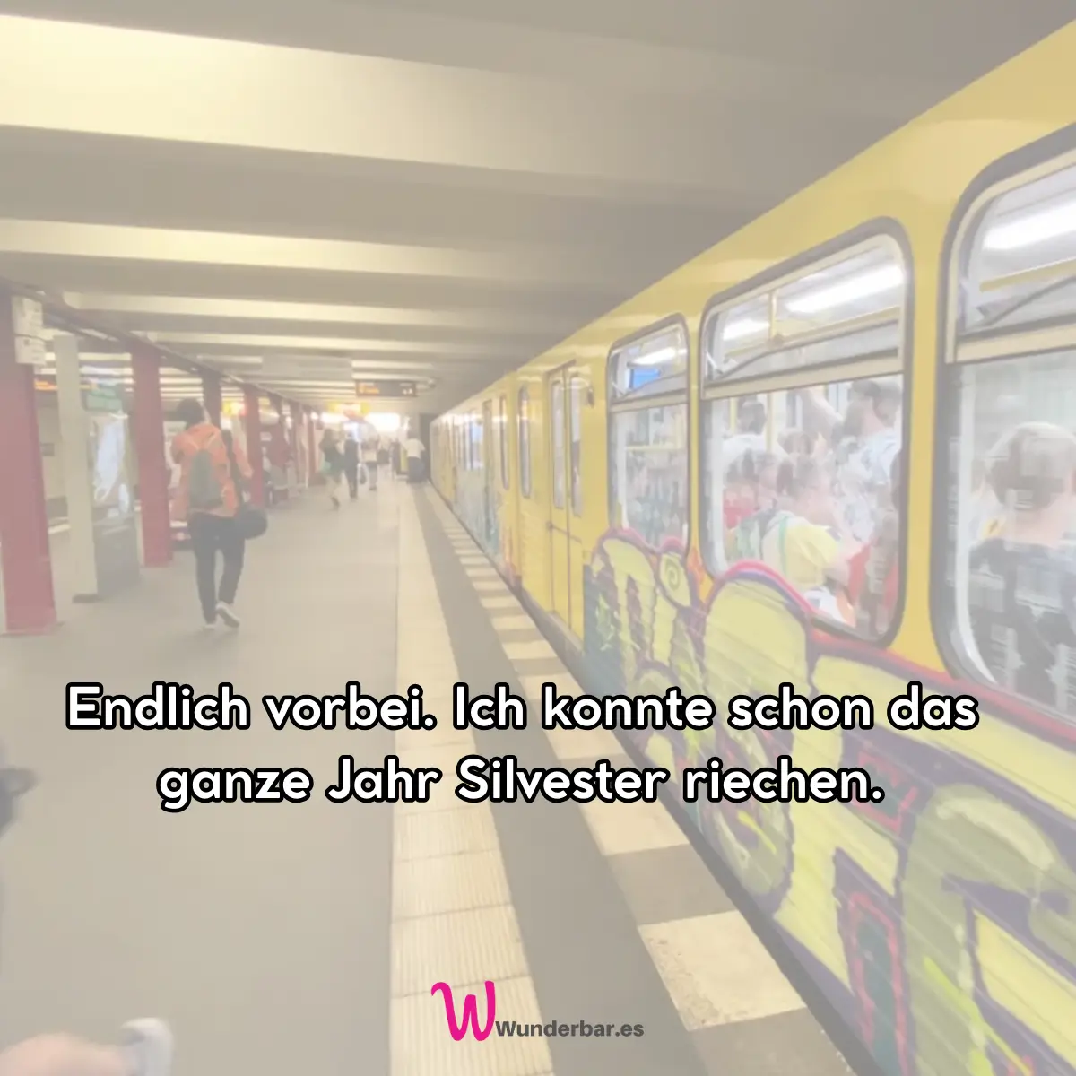 Lustiger Spruch zum Jahresende als Bild zum Teilen.