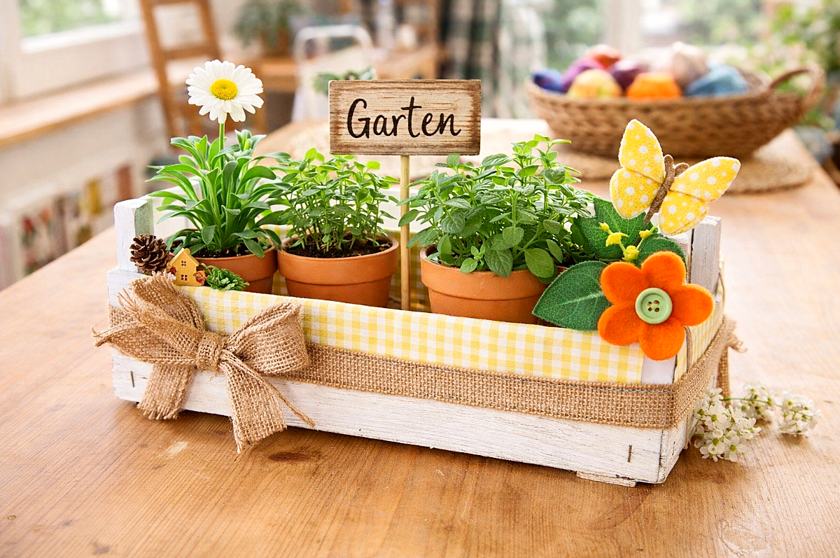 Mandarinenkisten Upcycling, mach einen kleinen Garten aus der Obstkiste