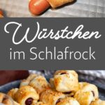 Würstchen im Schlafrock lassen sich für den Kindergeburtstag kreativ gestalten! Mit kleinen Teigstreifen werden sie zu „Mumien“, mit Sesam-Augen zu lustigen Figuren. Perfekt als herzhaftes Fingerfood fürs Buffet. Schnell vorbereitet, im Backofen oder Airfryer gebacken und vielseitig wandelbar – auch als Pizza- oder Hotdog-Variante. Ein einfaches Rezept, das Kinder begeistert und Eltern entspannt bleiben lässt.