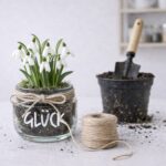 Glück Glas mit Schneeglöckchen