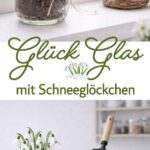 DIY-Idee für den Frühling: Ein leeres Marmeladenglas wird als Deko weiterverwendet, mit Erde befüllt und mit Schneeglöckchen bepflanzt. Eine einfache, nachhaltige Frühlingsdeko für die Wohnung, die sich besonders gut für helle Fensterplätze eignet und auch als Osterdeko genutzt werden kann.