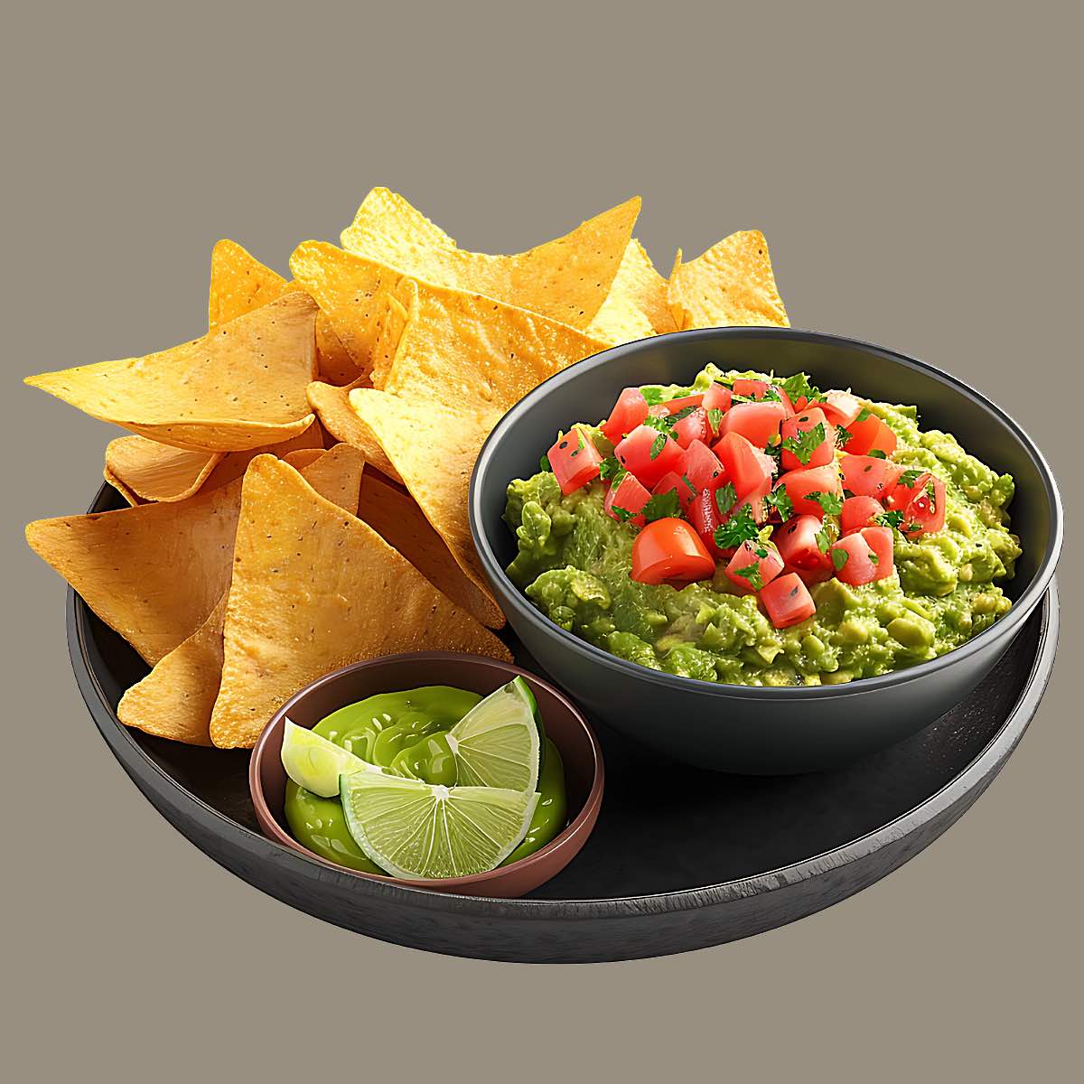 Guacamole mit Nachos als Snack