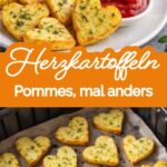 Diese Herz-Kartoffeln aus dem Backofen sind ein kleines Wohlfühlgericht für jeden Tag. Rohe Kartoffelscheiben werden ausgestochen, mit Öl und Kräutern gewürzt und goldgelb gebacken. Außen leicht knusprig, innen weich – ganz ohne Stress. Ideal als Beilage, für Kinder oder als unkomplizierter Snack. Funktioniert auch im Airfryer oder in der Fritteuse.