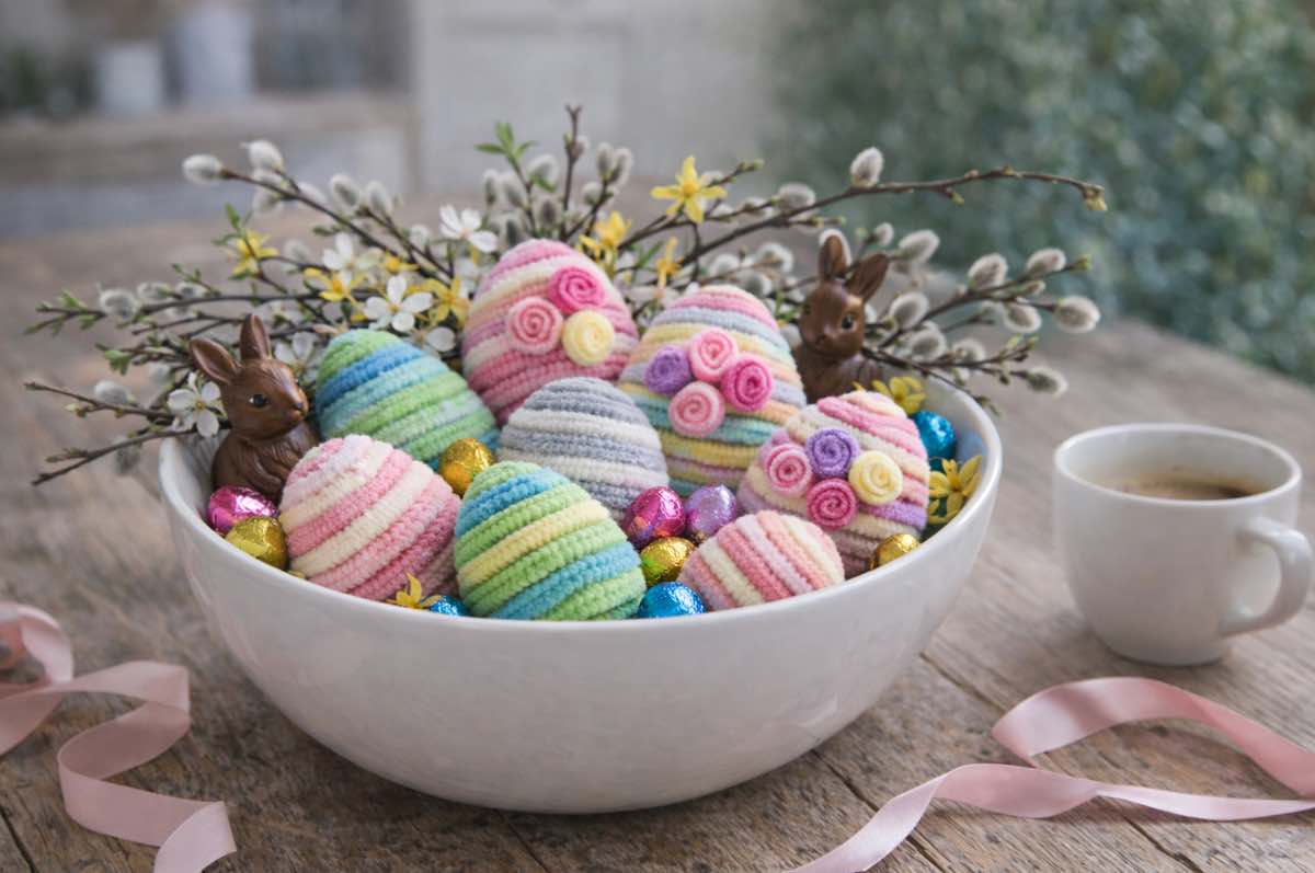 Pfeifenreiniger Ostereier basteln