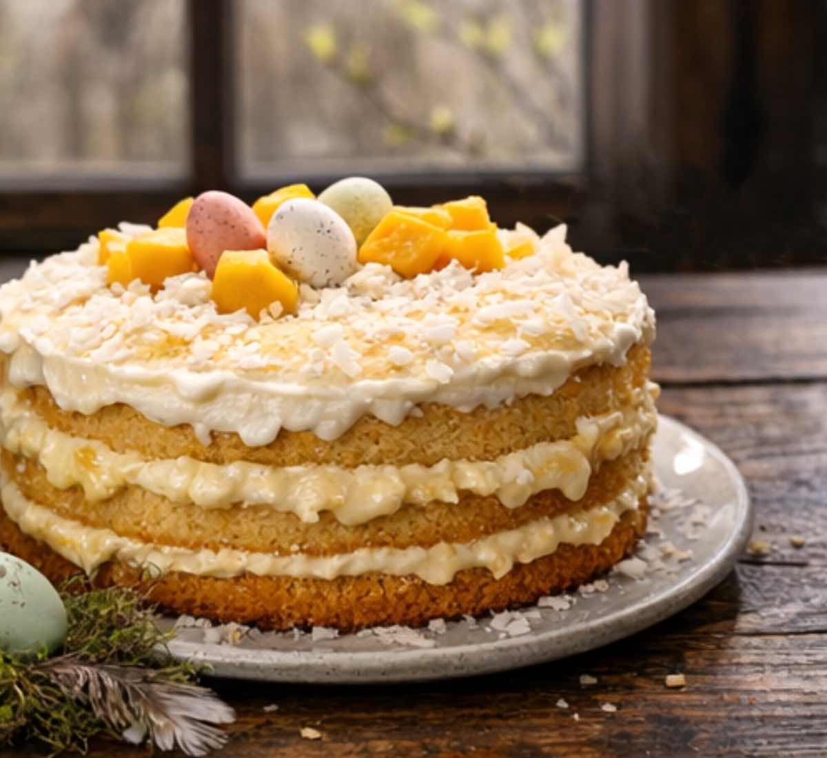 Einfache Ostertorte mit Biskuit