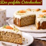Dieser saftige Möhrenkuchen ist der perfekte Osterkuchen. Lockerer Karottenkuchen aus der Springform mit cremigem Frischkäse-Frosting und kleinen Marzipan-Möhrchen als Deko. Ein einfacher Kuchen für den Osterkaffee, der sich wunderbar vorbereiten lässt. Osterkuchen | Möhrenkuchen Rezept | Karottenkuchen saftig | Osterbacken | Kuchen für Ostern | einfacher Kuchen