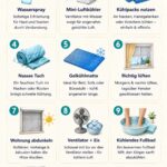 Der Artikel zeigt praktische Tipps gegen Hitze für heiße Sommertage und Hitzewellen. Vorgestellt werden einfache Hausmittel und Helfer wie Wasserspray, Kühlpacks, Kühlmatten, Ventilatoren und Luftkühler. Außerdem gibt es Tipps zum richtigen Lüften, Abdunkeln der Wohnung und für mehr Abkühlung ohne Klimaanlage.